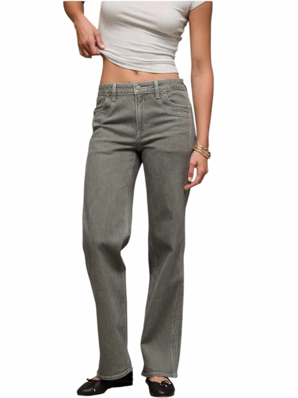 American Eagle AE Stretch High Waisted Stovepipe Jean in Terrace Gray Size 8 Reg